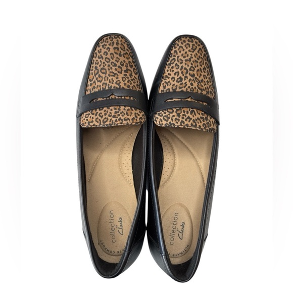 Clarks Collection Slip-On Penny Loafers Juliet Coast Black Leopard Shoe Size 9 - Picture 3 of 11